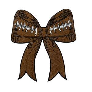 Chenille Embroidered Football Bow Iron On Patch